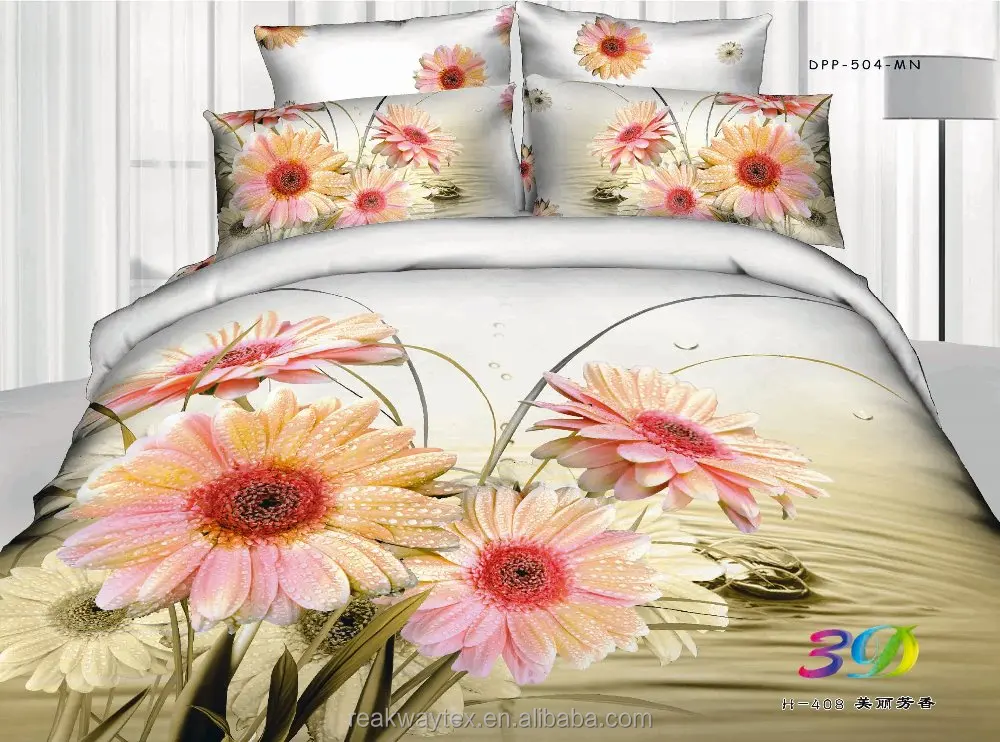 YDN-3D1600362-363 3d sunflower print cheap cotton dubai hotel quilt bedding fitted sheet set
