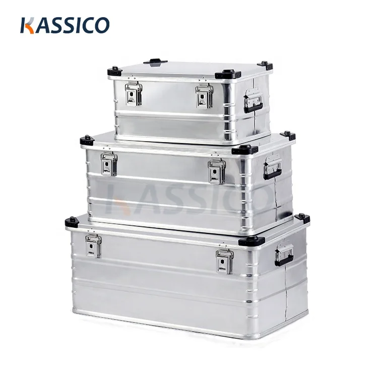 KASSICO Waterproof metal aluminum storage transport case box for carry & stackable