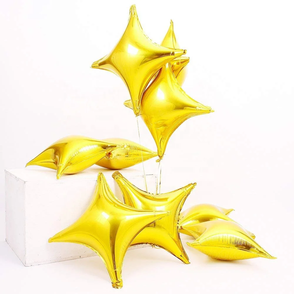 TF Star Shape Foil Mylar Balloon Quadrangle Four Angle Star Balloons For Birthday Party Wedding Decoration Balloons  10, 26 inch