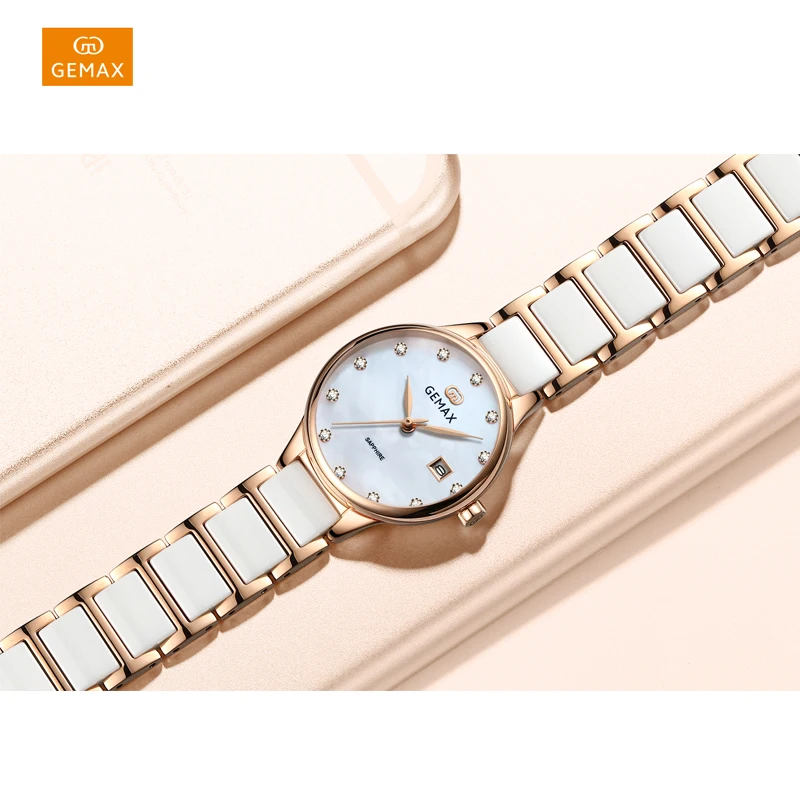 OEM logo branded beautiful ladies watch ceramic band women watches wholesale with good price