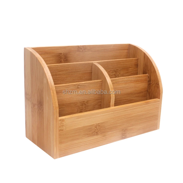 Natural Bamboo Desktop Storage Serving Box Wooden Desktop Paper Business Card Holder