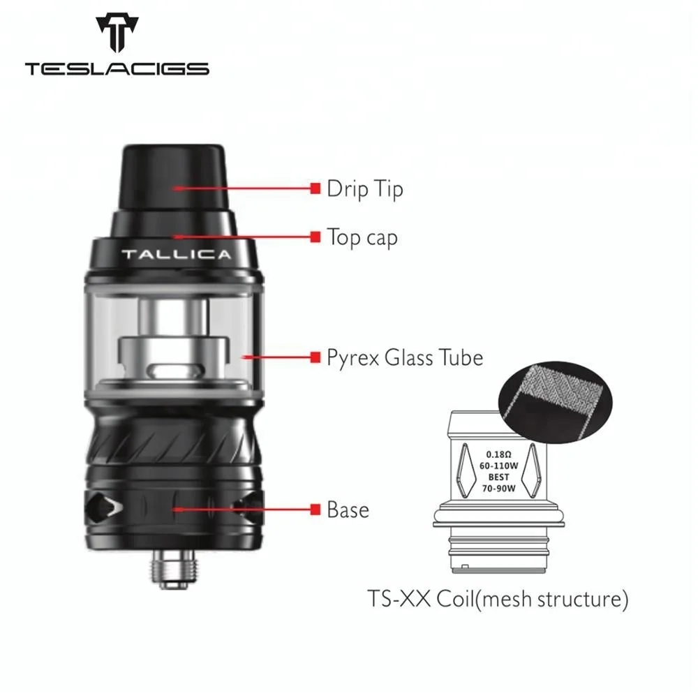 0.18ohm 6ml Atomizer Teslacigs Tallica Sub Ohm 110W Mesh Coil tank