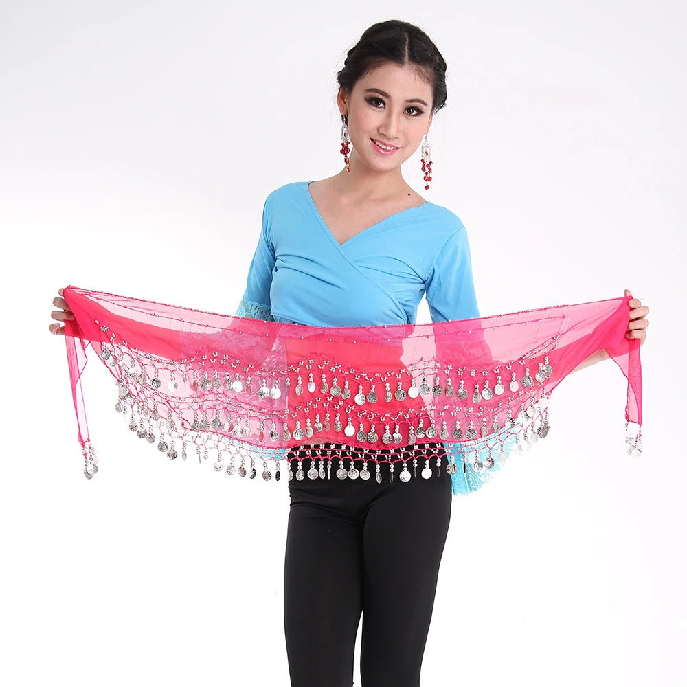 Шифоновое платье в виде золотых монет на ремешке с юбкой в стиле хип-хоп танец живота шарф