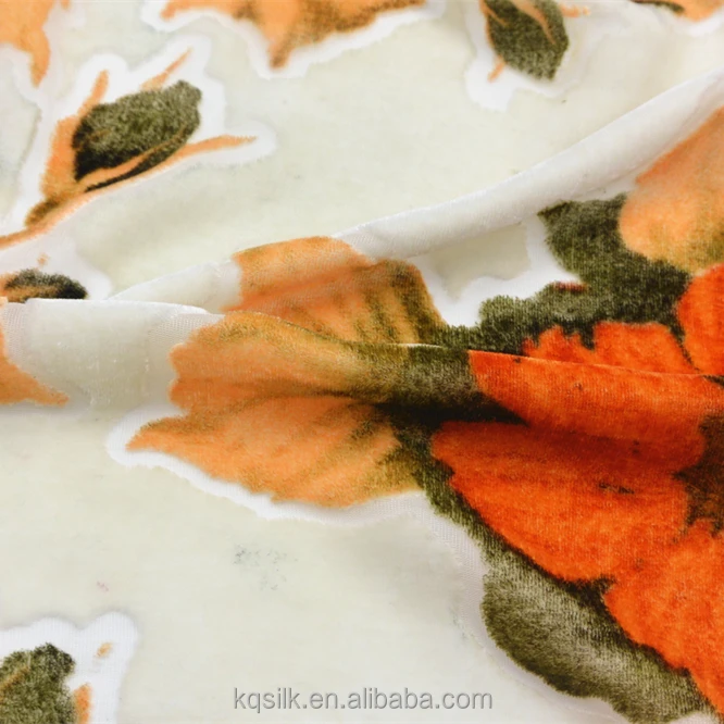 
Popular Floral printed Burnout Fabric/Silk Velvet/Burnout Silk Rayon Velvet Fabric 