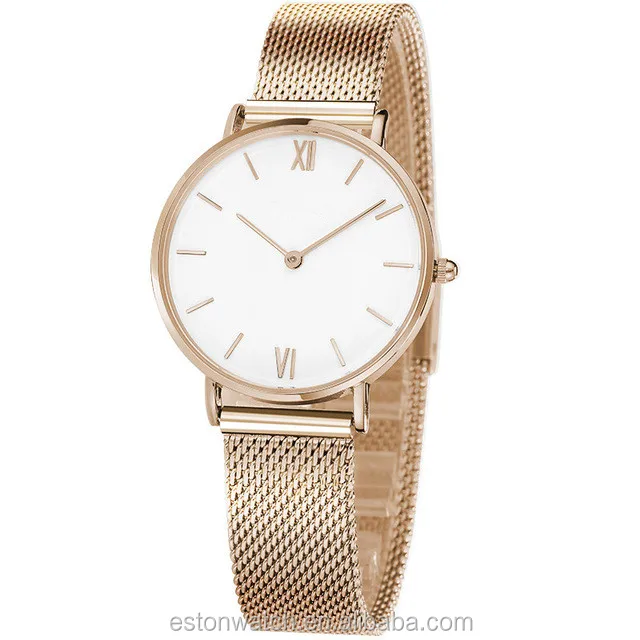 Brand Your Own Logo Rose Gold Mesh Band Wrist watch women ladies mens custom watches nice men