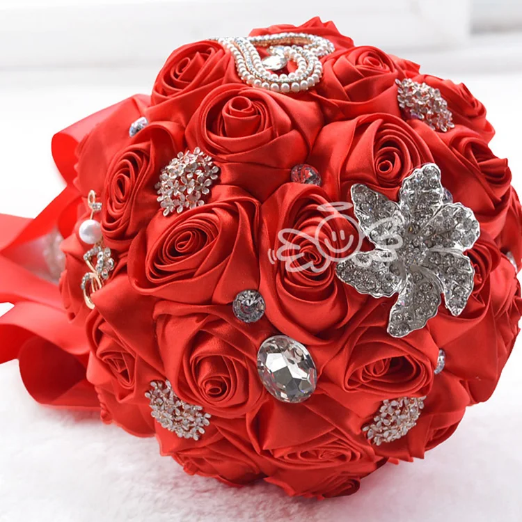 ZERO Handcraft Bridal Bridesmaid 31cm Height Blue Silk Flowers Wedding Bouquets for Wedding