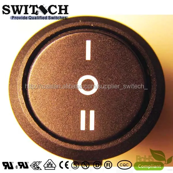 6-позиции ON-OFF-ON VDE, UL, ENEC, CQC круглый рокерный кулисный переключатель