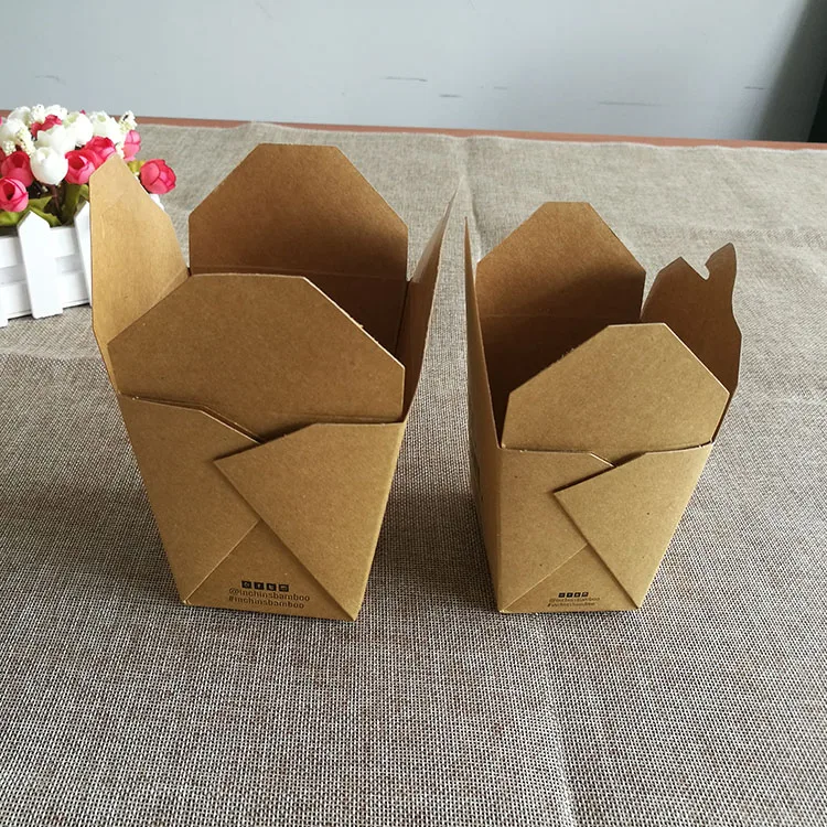 Wholesale direct supply 16 oz bulk brown kraft paper noodle box paper food packaging box