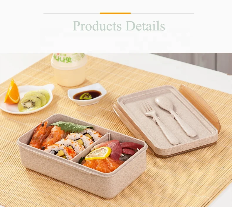 
Wheat Straw Lunch Box Plastic Microwavable Bento Lunch Box Container Thermal Storage Box 