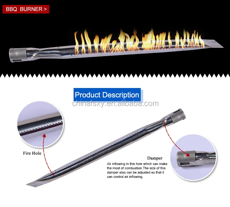 Stainless Steel straight double burner gas burner tube for barbecue stove