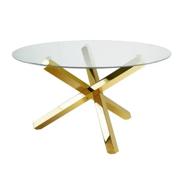 Tempered glass top  stainless steel frame Dining table