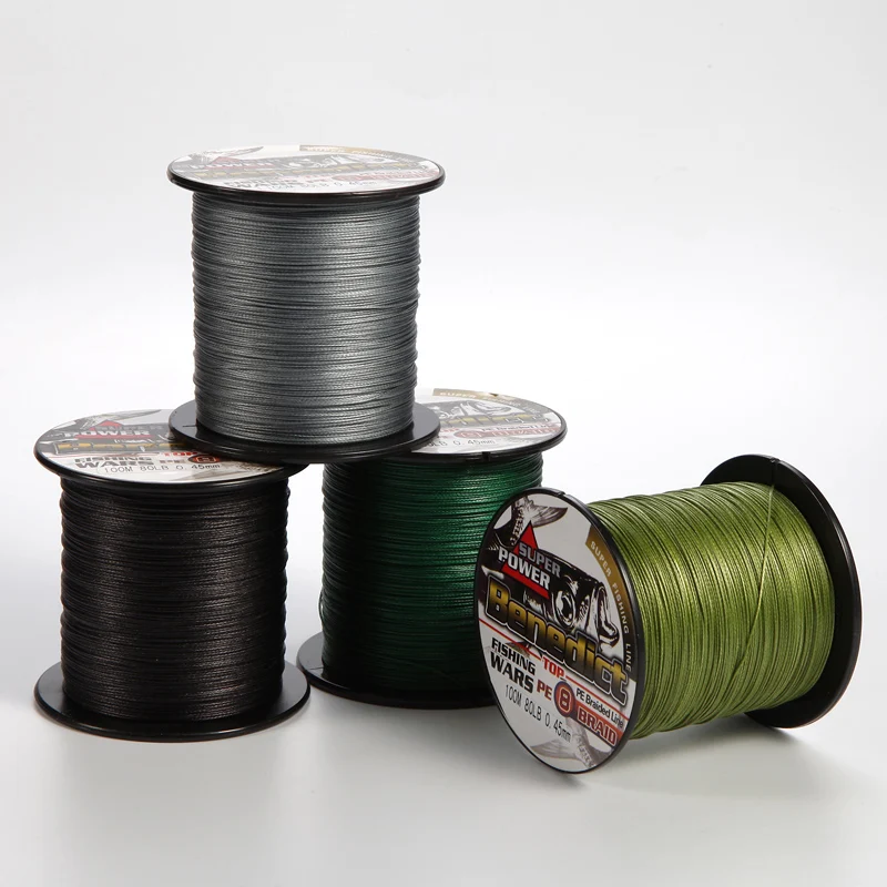 Wholesale high quality  UHMWPE multifilament line braided  large stock 8 strands 100 meters pe braid fishing line