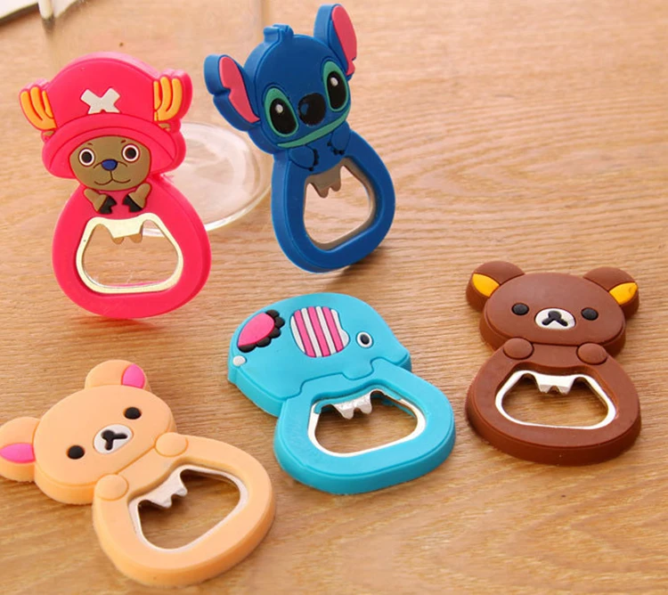 
Stainless Steel Bottle Opener refrigerator stickers, can custom logo creative cute cartoon silicone multi-function opener 