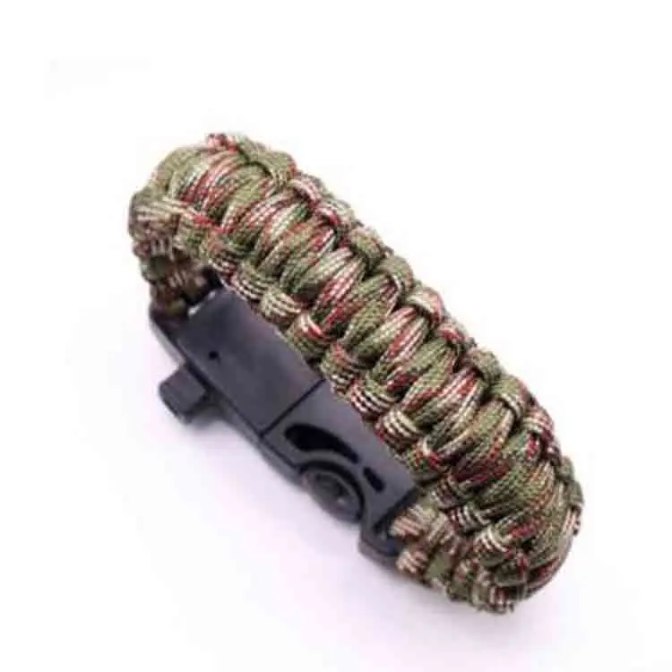 Multifunctional survival umbrella rope travel whistle watch waterproof compass thermometer parachute quartz watch