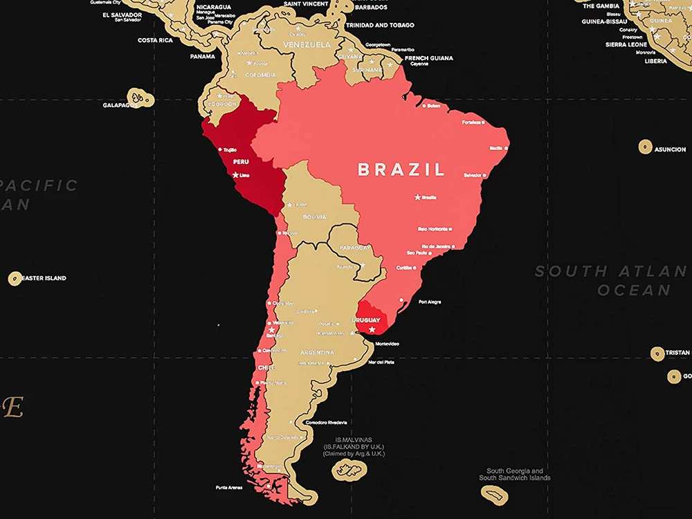 
Large Travel scratch off world map printing with US States and Canada State 