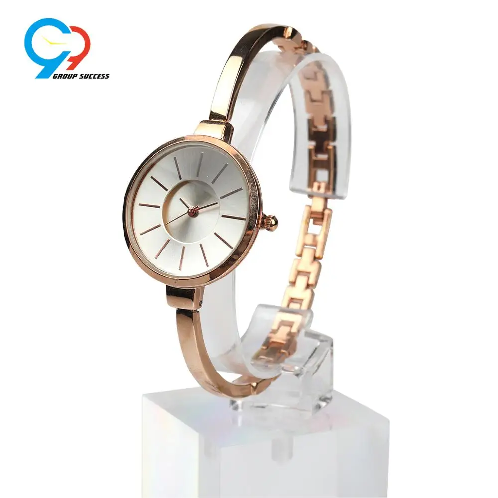 Slim chain band 12mm extra links ladies watches IPRG jewelry wristwatch