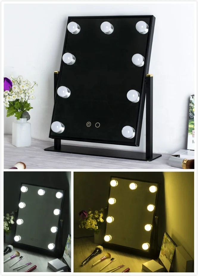 Горячая Распродажа amazon 12 лампочек салон красоты Голливудский стиль туалетный столик зеркало с подсветкой