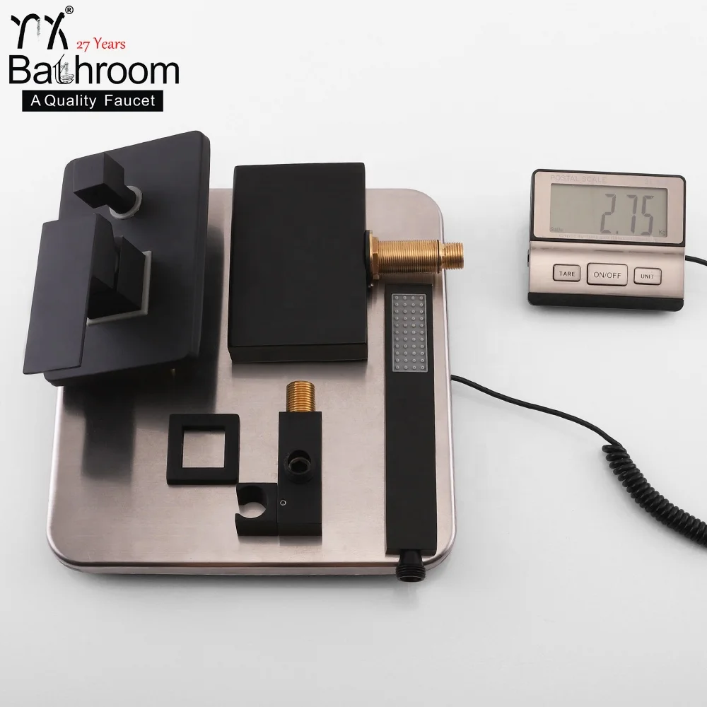 
kaiping faucet Popular LED wall mounted bathroom sink taps brass matte black waterfall basin faucets 