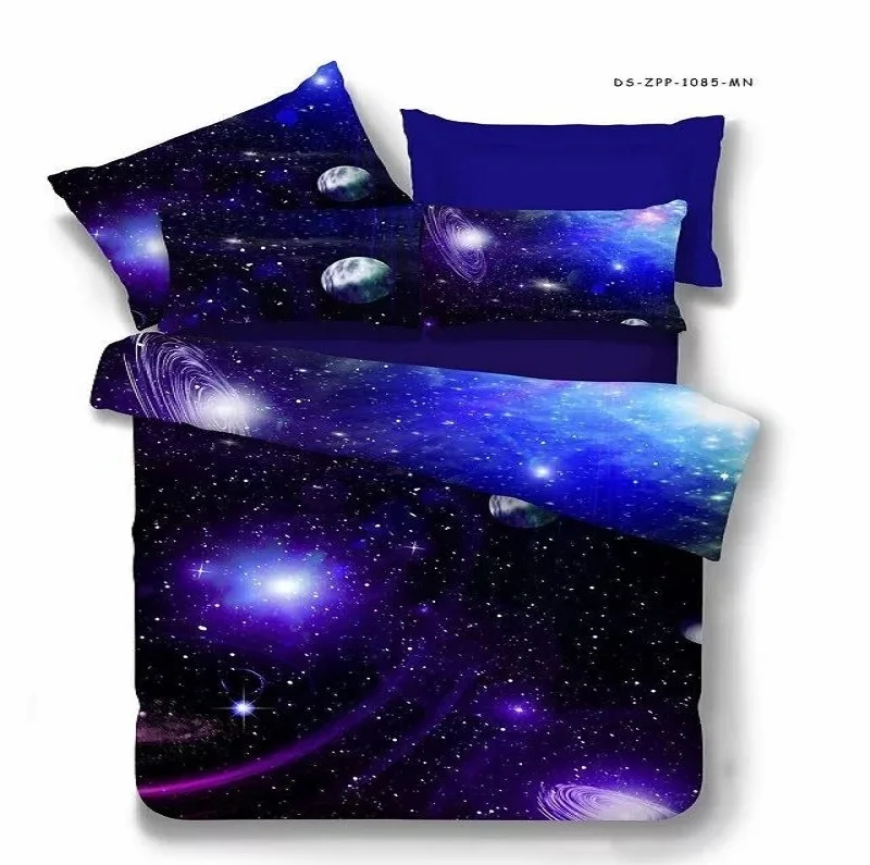 
100% polyester 3D Microfiber bed sheet Star pattern Duvet cover bedding sets-quilt set 