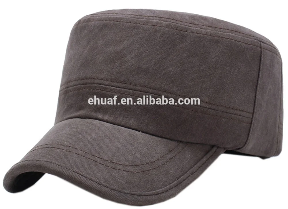 Wholesale fashion adjustable mens enzyme washed cotton twill cadet flat top men cap hat