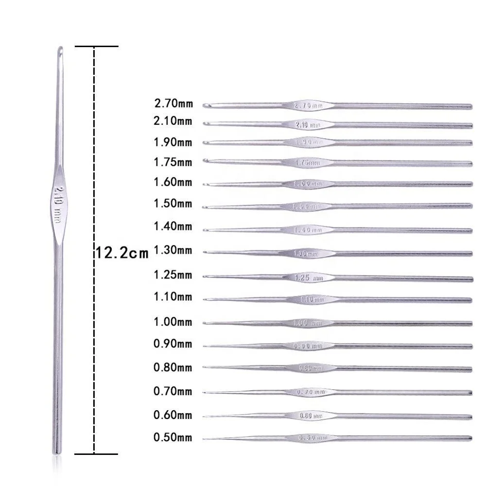 SKC 16PCS 0.5-2.1mm Weave Craft Needle Sweater Knitting Needle Crochet Hook