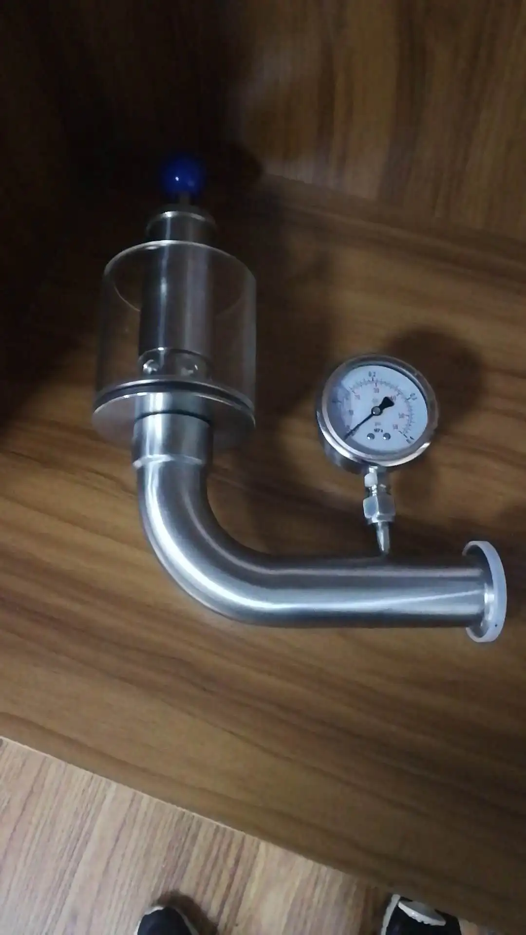 Stainless Steel Brew Wine Fermentation One Way Exhaust Check Valve Water Sealed Valves with Pressure Gauge