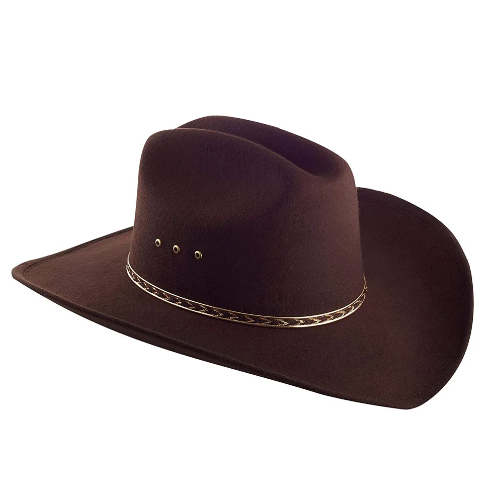 Faux Felt Wide Brim Fedora Western Cowboy Hat