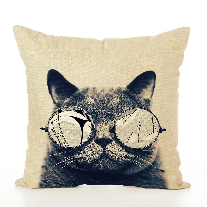 Lovely cat decorative throw cotton linen pillow case cushion cover for Sofa Bedroom Car