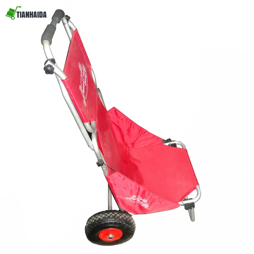 Red Folding Beach chair  fishing chair beach trolley