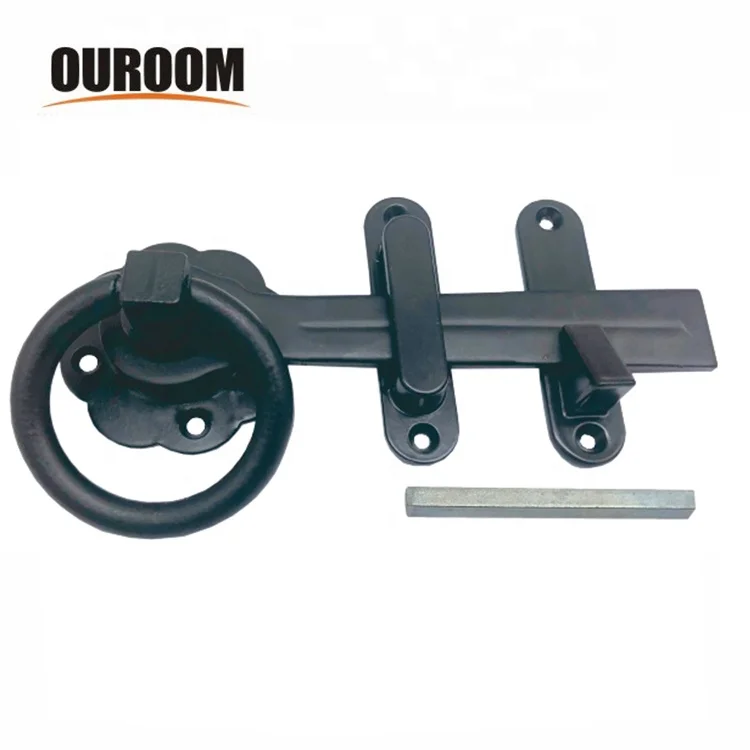Gate Ring Latch Set Smooth Black