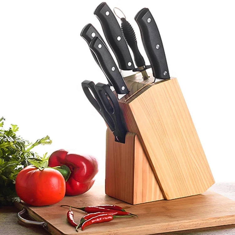 Высокая износостойкость 7 шт. кулинарные ножи наборы нож шеф-повара с деревянным блоком профессиональных ножей шеф-повара