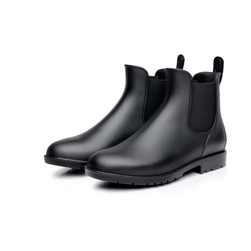 Classic Black Customized Women Rubber Rain Boots Factory Cheap Waterproof Elasticated Ankle Rubber Rain Shoes Ladies Sex Shoes