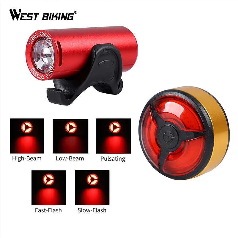 WEST BIKING Mini Front Cycling Light USB Rechargeable Bike Rear Stvzo Road MTB Bike Headlight Safety Night Running Bicycle Light