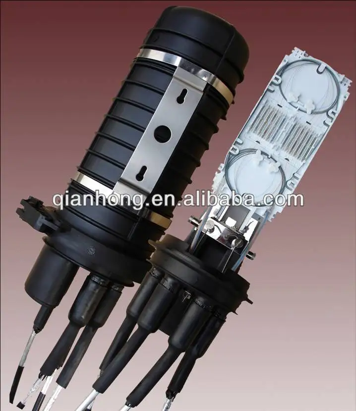 Dome Type Fiber Optic Splice Closure 4 or 8 Round Hole + 1 Oval Hole 24 to 144 Fiber for FTTH Solution Qianhong CN;SIC FOSC