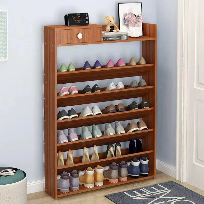 Home Furniture Customization Simple Portable Wood Slant  Plate Designs Shoe Rack for Bedroom