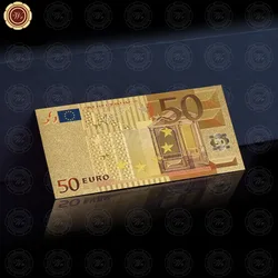 Wr 24k Plated Gold Banknote Best Business Gifts Colorful Euro 50 Currency