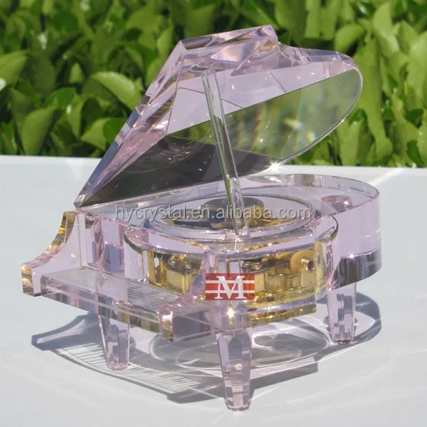 Миниатюрное пианино с синими кристаллами для украшения