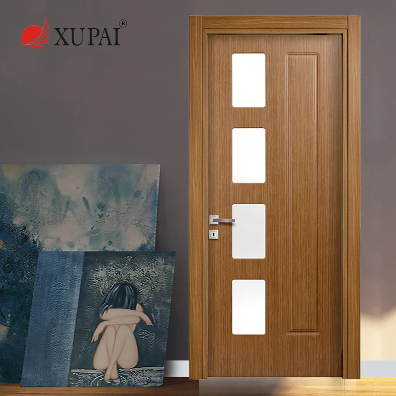 Cheap Price Pvc Bathroom Door Glass Interior Pvc Toilet  Door