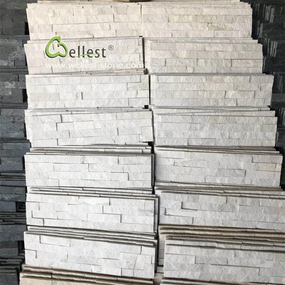 white sandstone natural split ledge culture stone cladding for exterior feature garden retaining wall and water fall