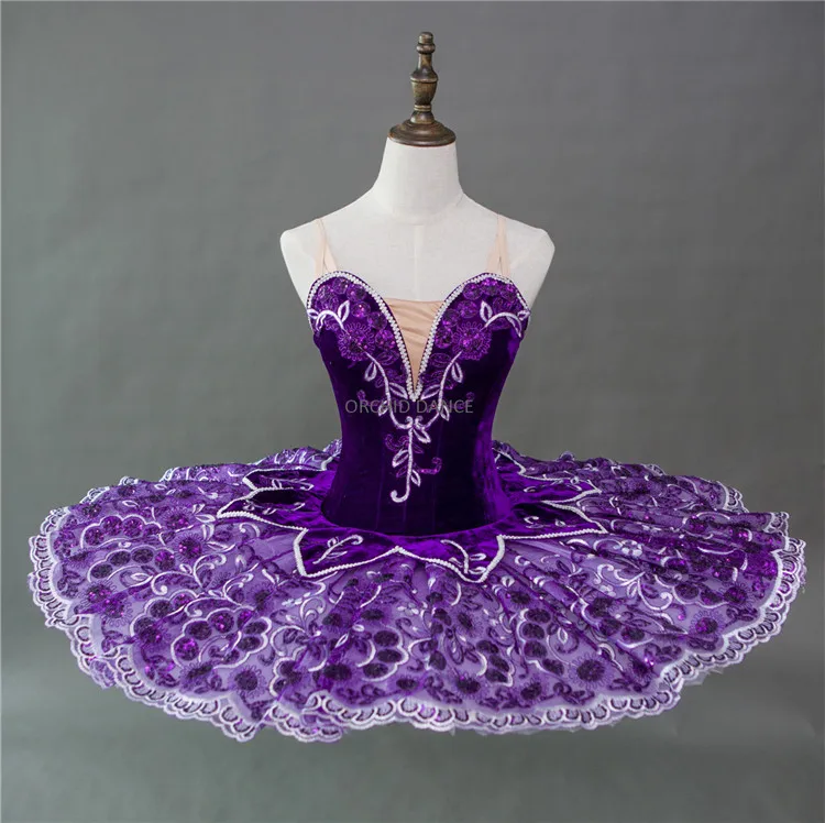 Customized Kids Girls Velvet Performance Wear Dance Costumes Purple Ballet Tutu