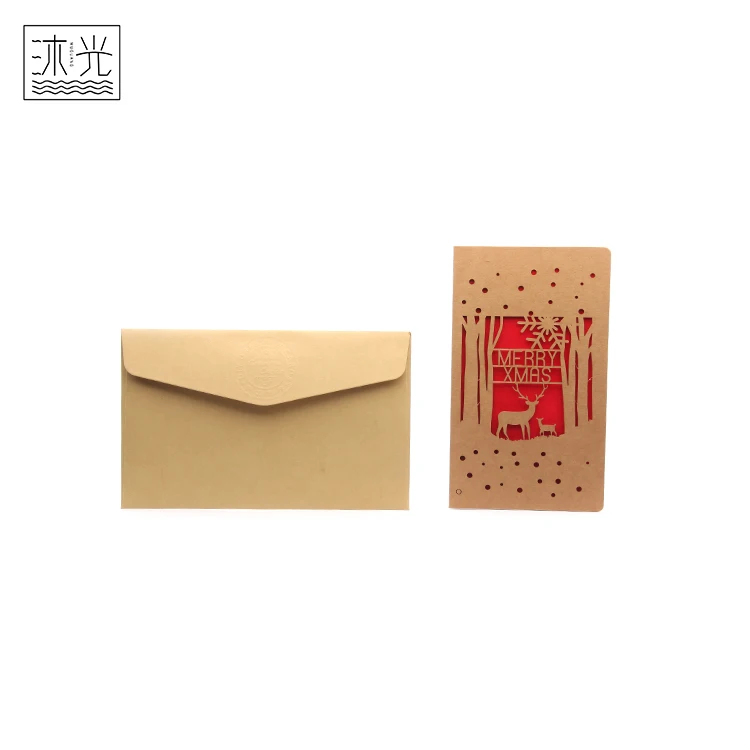 
Fancy Design Decoration Merry Xmas Christmas Greeting Laser Cut Christmas Cards 