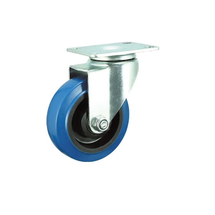 roller blue elastic rubber casters wheels storage rack caster wheels supermarket shopping trolley wheel caster