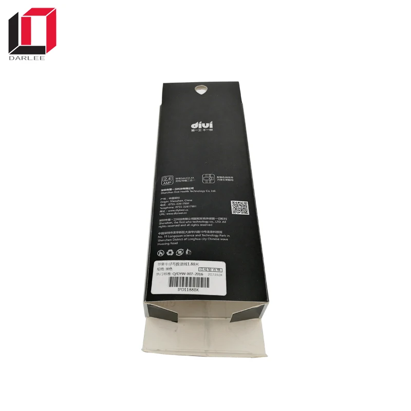 New design silver card paper hanging phone data usb cable packaging box with custom logo printing