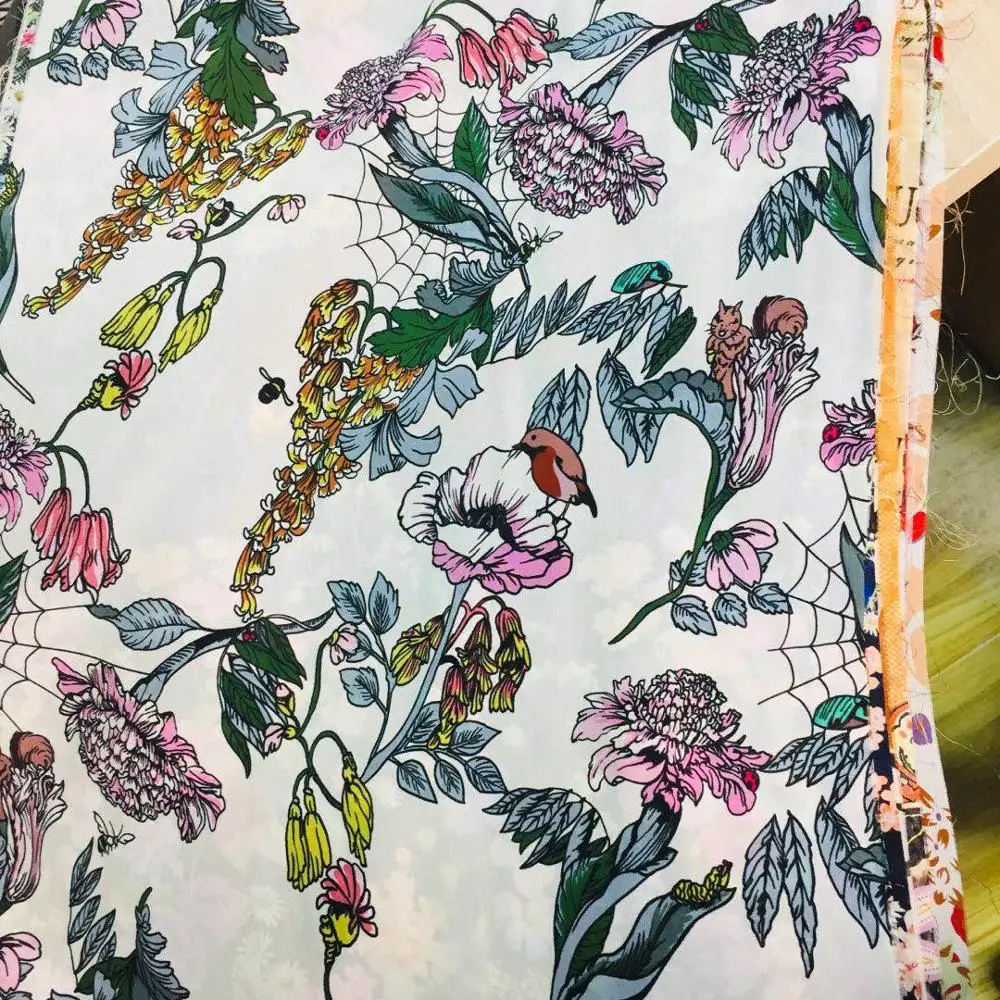 100% чистая шелковая ткань с цифровой печатью, индивидуальный дизайн, узор для одежды, платья