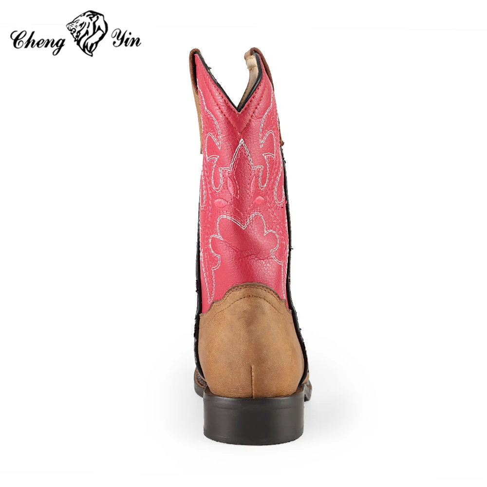 Милые детские рождественские кожаные ковбойские сапоги ярких цветов, детские зимние сапоги с индивидуальным дизайном, обувь для девочек, ботильоны для маленьких мальчиков для детей