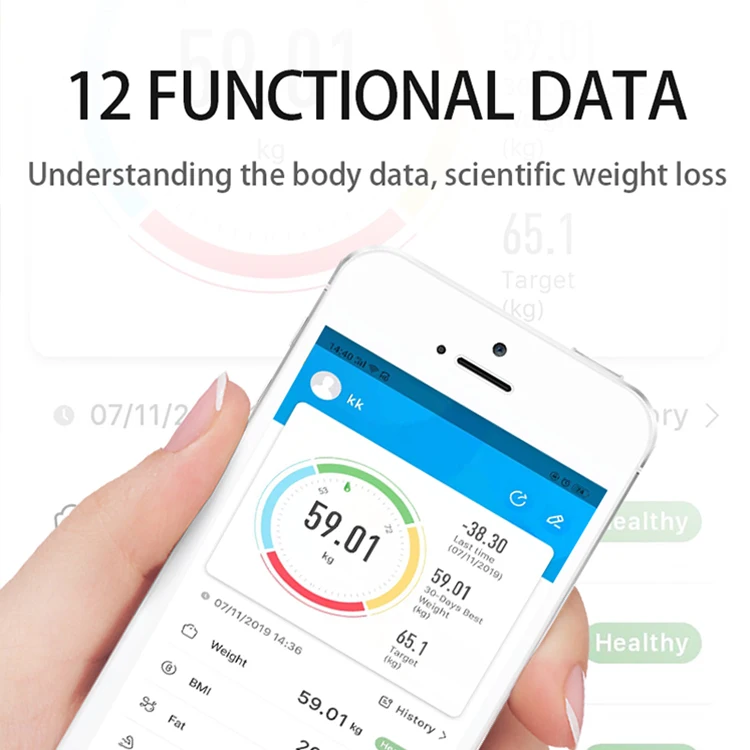 2021 LED Display Smart Heart rate Smart Scale Portable Scales Digital Scale