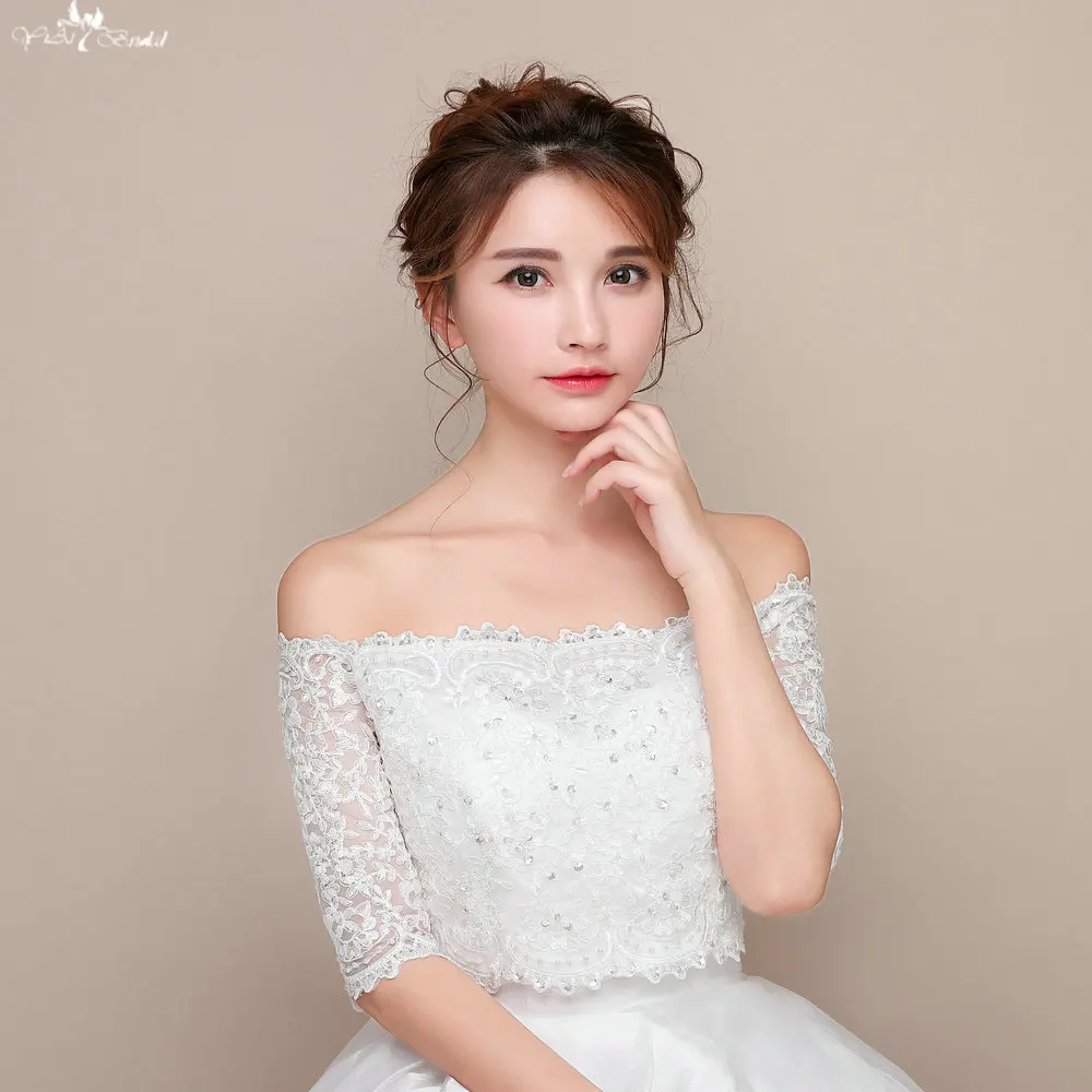 LZP090 Off Shoulder Long Sleeve Sequin Fabric Bolero Jacket Bolero Wedding