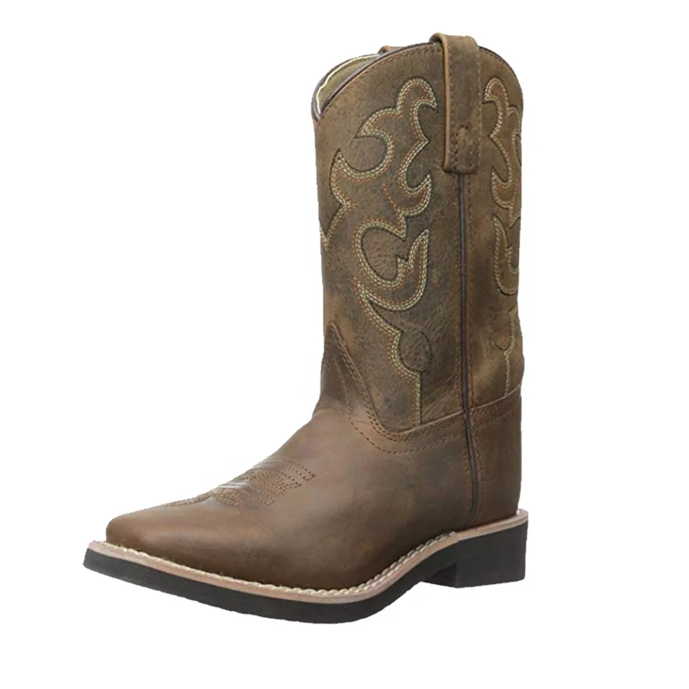 Hot-sale Waterproof Wide Square Toe Horse Boots Brown Cowboy Boot For Men