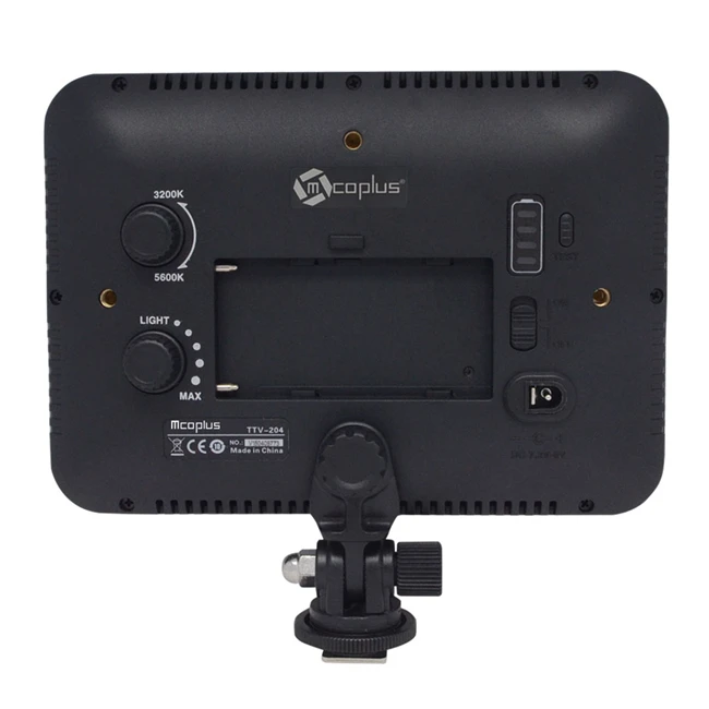 TTV-204 LED on-Camera Video Light Panel Bi-color 3200K~5500K Dimmable for Canon Nikon Pentax DSLR Camera for Studio Photography