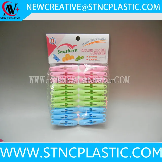 24 Pieces Muti-Purose Plastic Finger Clips Clothes Pins Hooks Clothes Rack Accessory